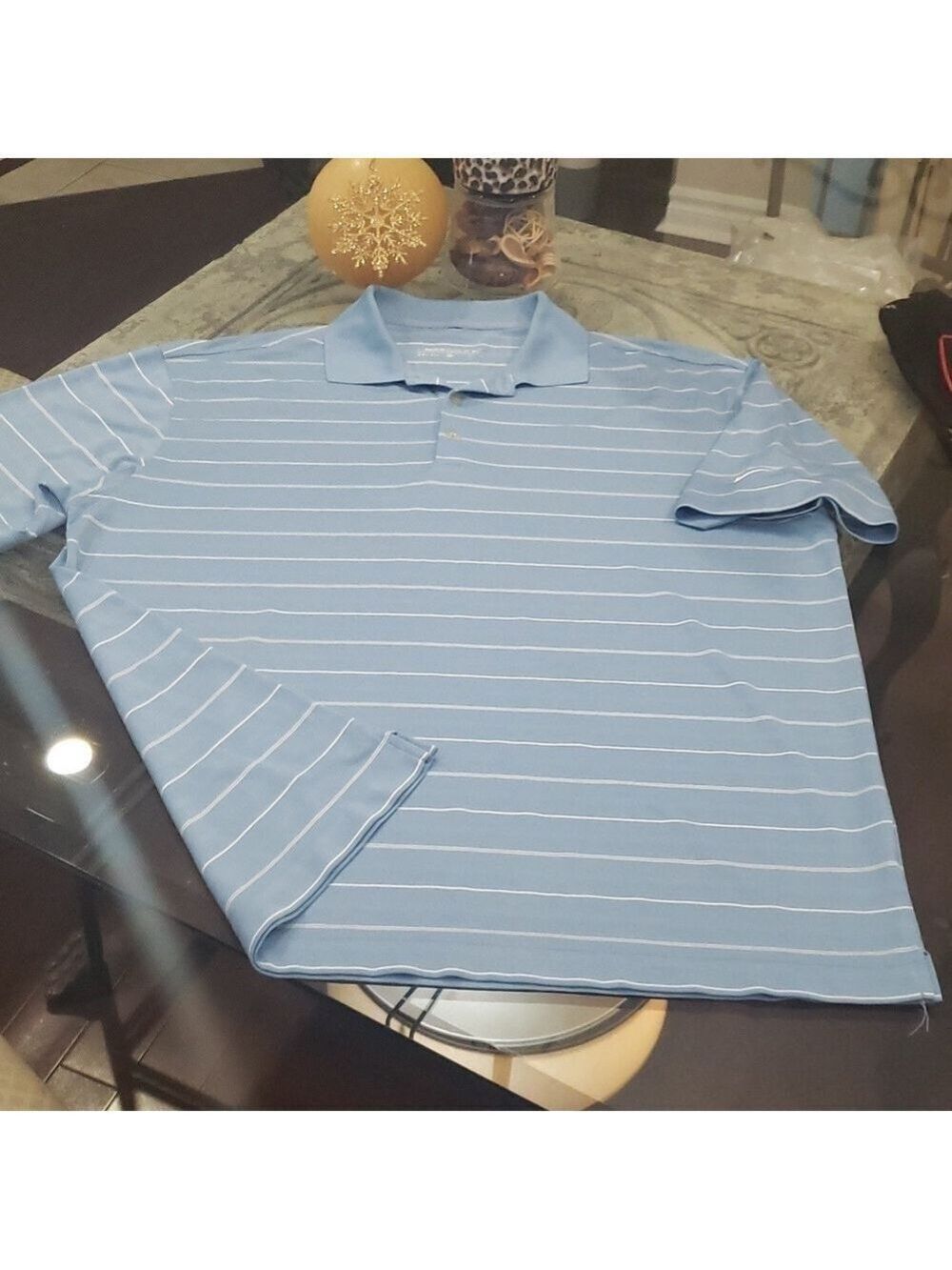 NIKE GOLF DRI FIT TECHNICAL POLO GOLF SHIRT BLUE AND WHITE LIKE NEW XL SIZE